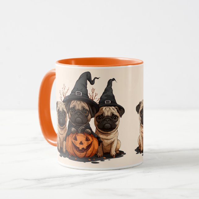 Happy Halloween Pugs Jack O Lanterns Mug (Front Left)