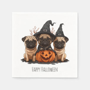 Happy Halloween Pugs Jack O Lanterns Napkins