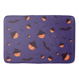 Happy Halloween Pumpkin and Bats Bath Mat
