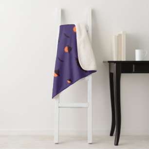 Happy Halloween Pumpkin and Bats Sherpa Blanket