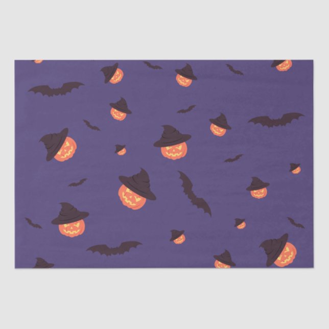 Happy Halloween Pumpkin and Bats Tissue Paper (Front)