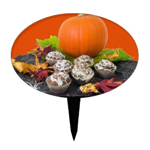 Happy Halloween Pumpkin and Cupcakes Cake Topper