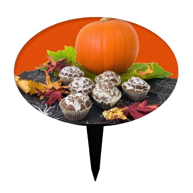 Happy Halloween Pumpkin and Cupcakes Cake Topper (Front)