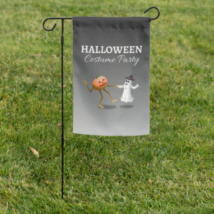 Happy Halloween Pumpkin and Ghost Garden Flag