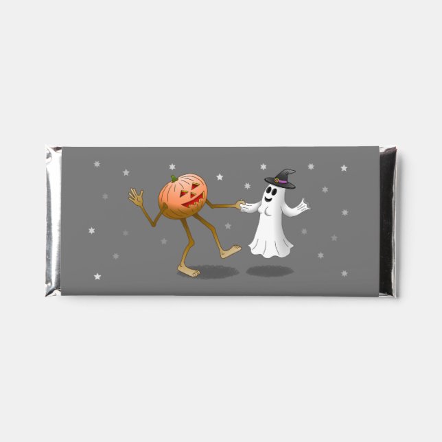 Happy Halloween Pumpkin and Ghost Hershey Bar Favors (Front)