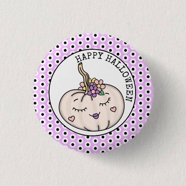 Happy Halloween | Pumpkin and Polka Dots   Button (Front)