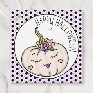 Happy Halloween Pumpkin and Polka Dots Favor Tags