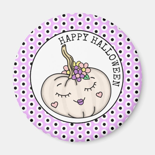 Happy Halloween | Pumpkin and Polka Dots  Magnet (Front)