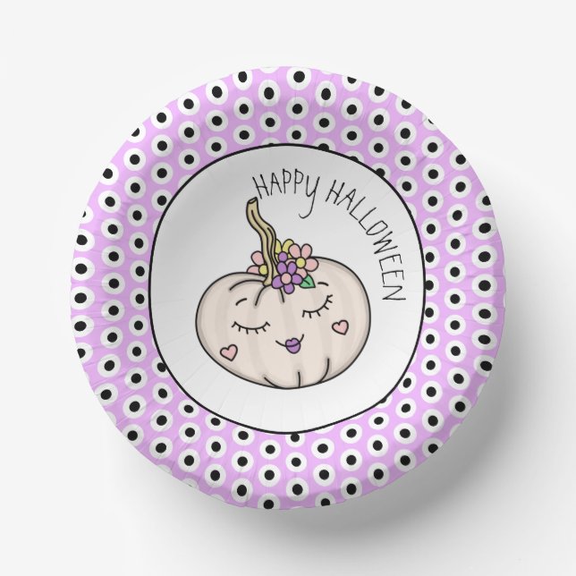 Happy Halloween | Pumpkin and Polka Dots Paper Bowls (Front)