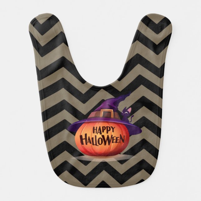 Happy Halloween Pumpkin Baby Bib (Front)