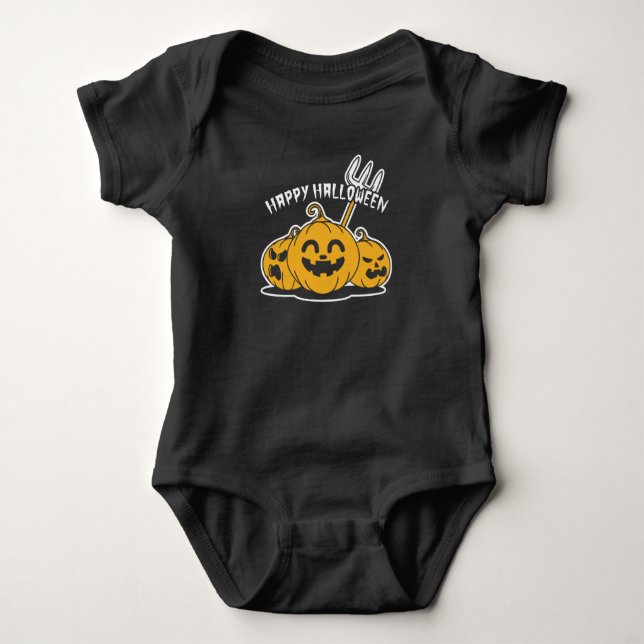 Happy Halloween Pumpkin Baby Bodysuit (Front)