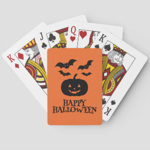 Happy Halloween Pumpkin Bat Minimal Poker Cards