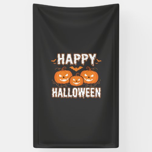 Happy Halloween Pumpkin Bat Vector Banner