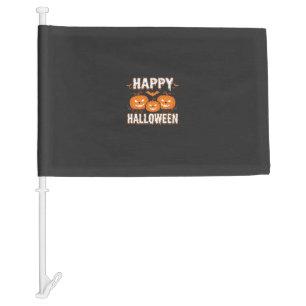 Happy Halloween Pumpkin Bat Vector Car Flag