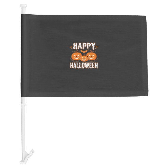 Happy Halloween Pumpkin Bat Vector Car Flag (Front)