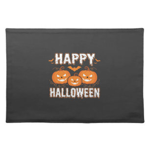 Happy Halloween Pumpkin Bat Vector Cloth Placemat