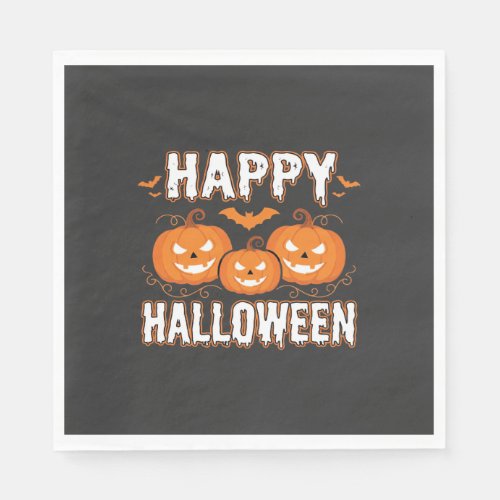 Happy Halloween Pumpkin Bat Vector Napkins