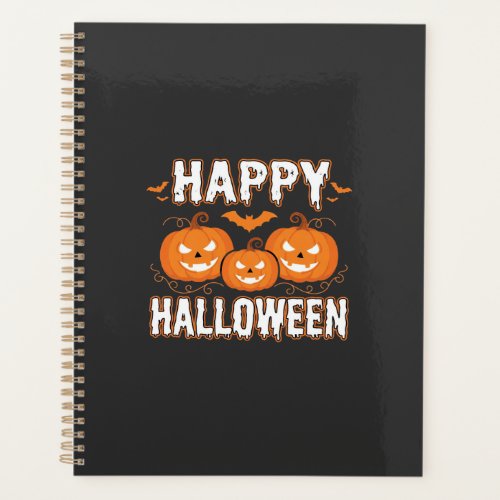 Happy Halloween Pumpkin Bat Vector Planner