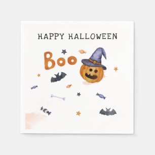 Happy Halloween Pumpkin Bats Family Party Napkins