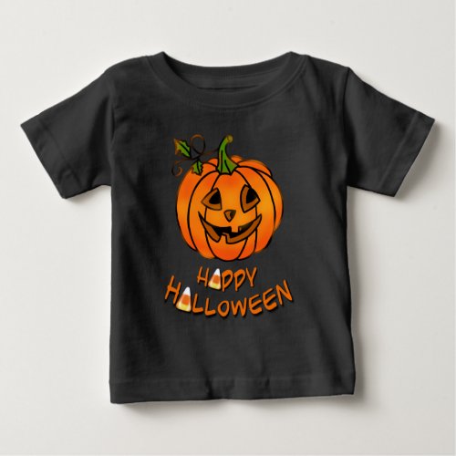 Happy Halloween  pumpkin  candy corn   Baby T_Shirt