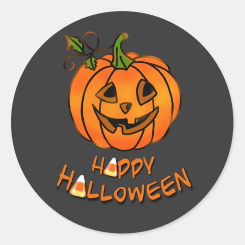 Happy Halloween  pumpkin  candy corn   Classic Round Sticker