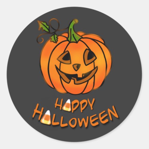Happy Halloween  pumpkin  candy corn Classic Round Sticker