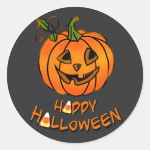 Happy Halloween pumpkin candy corn Classic Round Sticker
