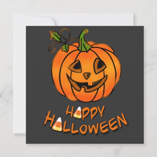 Happy Halloween  pumpkin  candy corn   Invitation
