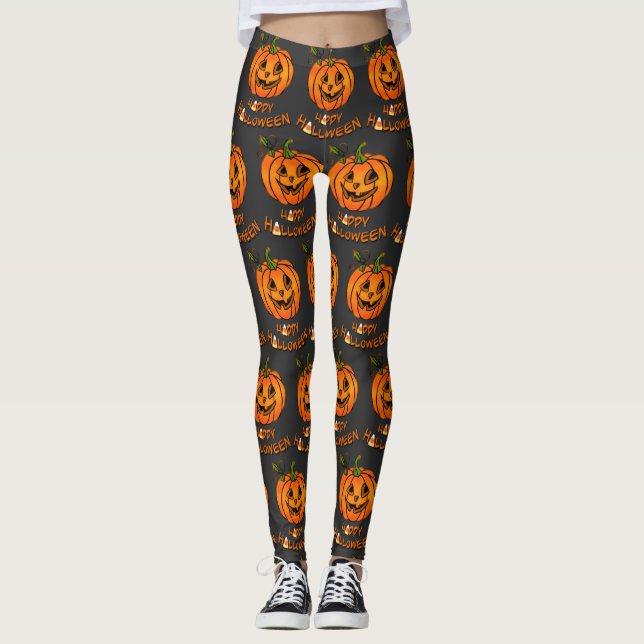 Happy Halloween | pumpkin | candy corn  Leggings (Front)