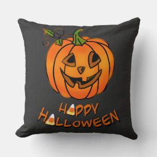 Happy Halloween   pumpkin   candy corn   Throw Pillow