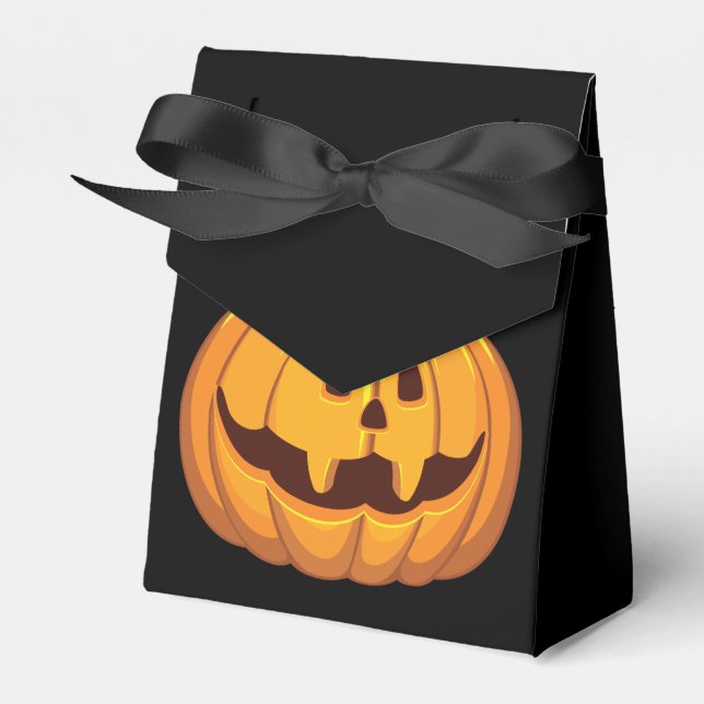 Happy Halloween Pumpkin Candy Pattern Favor Box (Front Side)