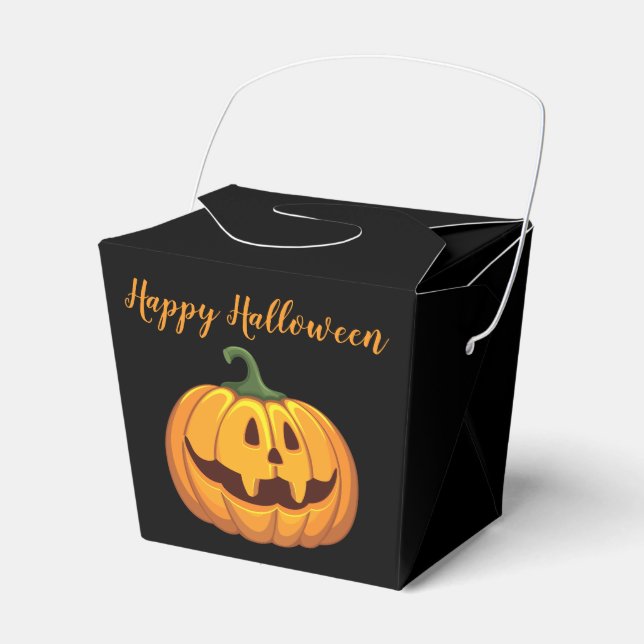 Happy Halloween Pumpkin Candy Pattern Favor Box (Front Side)