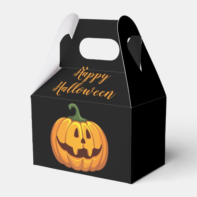 Happy Halloween Pumpkin Candy Pattern Favor Box (Front Side)