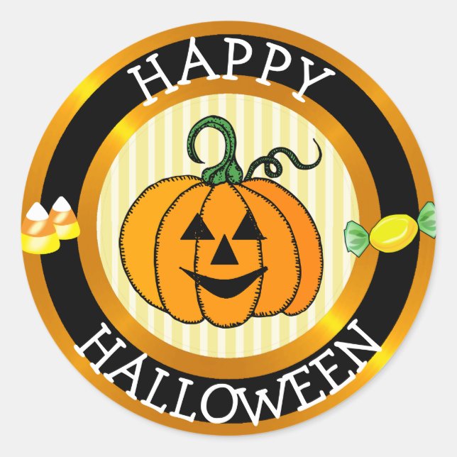Happy Halloween Pumpkin & Candy Sticker (Front)