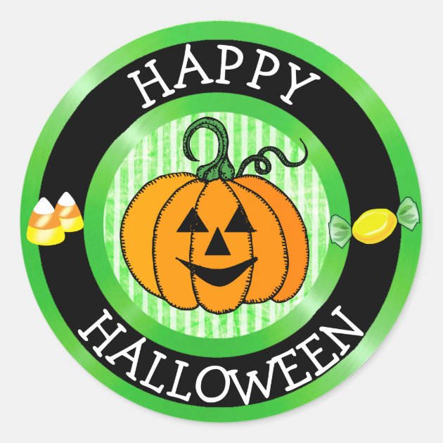 Happy Halloween Pumpkin & Candy Sticker