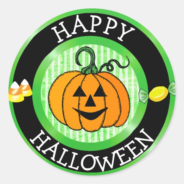 Happy Halloween Pumpkin & Candy Sticker (Front)