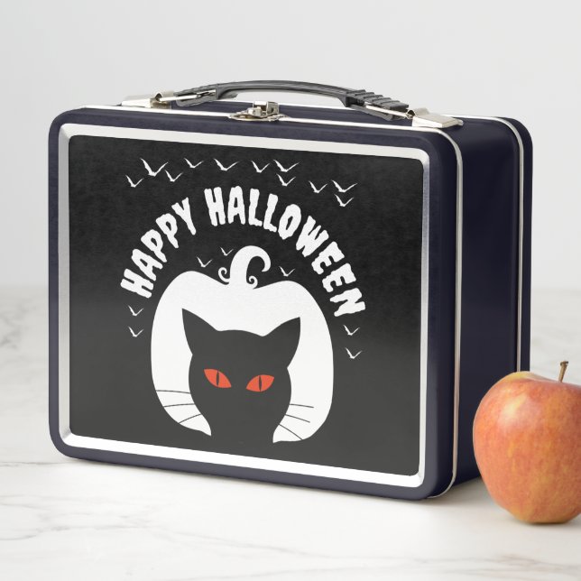 HAPPY HALLOWEEN PUMPKIN CAT METAL LUNCH BOX (In Situ)