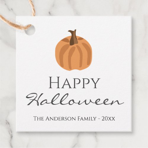 Happy Halloween Pumpkin Custom Name Favor Tags