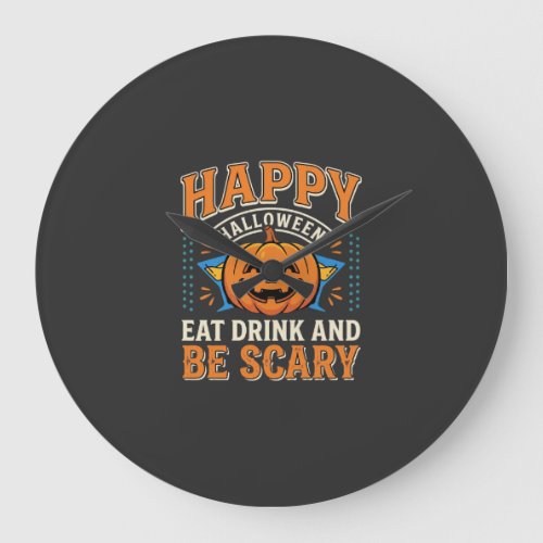 Happy Halloween Pumpkin Eat Drink Be Scary_1 Large Clock