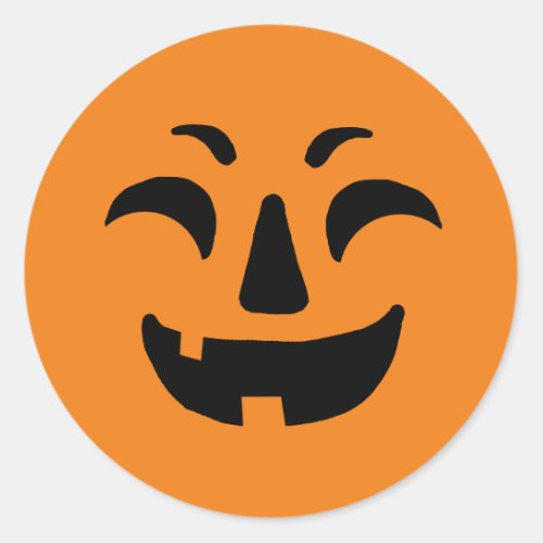 Happy Halloween Pumpkin Face Classic Round Sticker