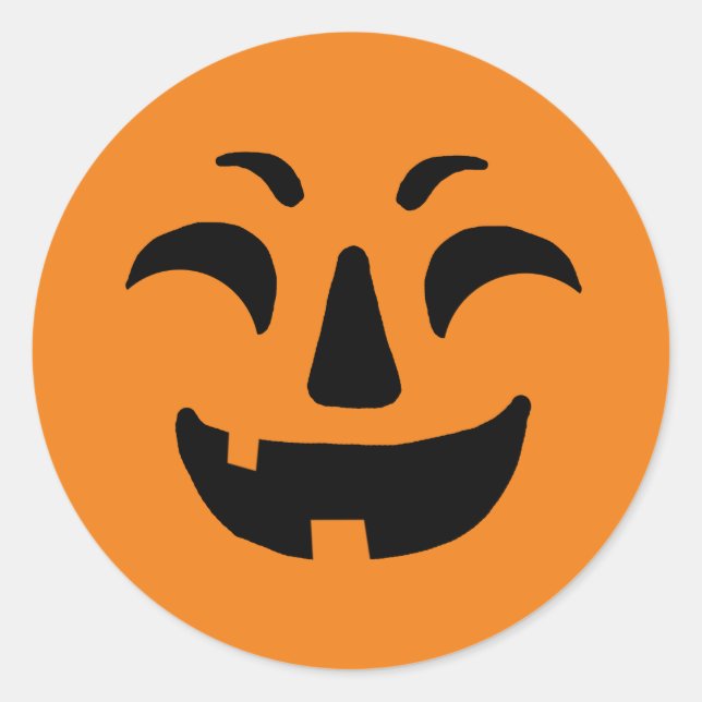 Happy Halloween Pumpkin Face Classic Round Sticker (Front)