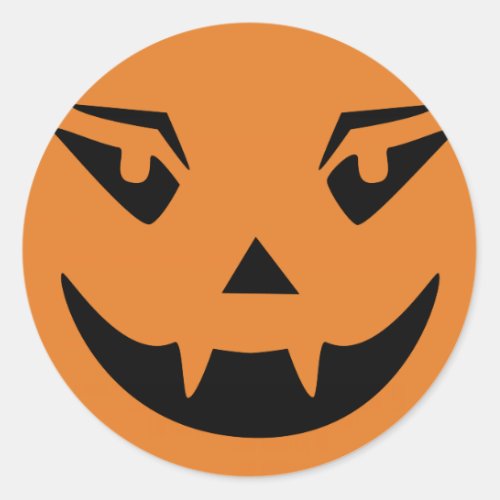 Happy Halloween Pumpkin Face Classic Round Sticker