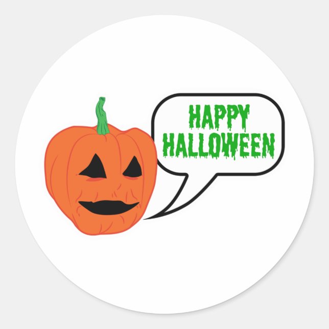 Happy Halloween Pumpkin Face Classic Round Sticker (Front)