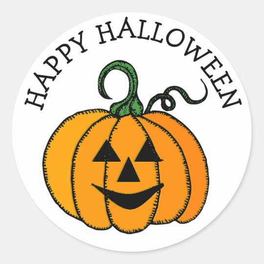 Happy Halloween Pumpkin Face Stickers | Zazzle.com