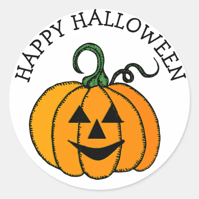 Happy Halloween Pumpkin Face Stickers | Zazzle