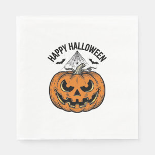 Happy Halloween Pumpkin Face Vintage Vector Design Napkins