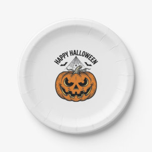 Happy Halloween Pumpkin Face Vintage Vector Design Paper Plates