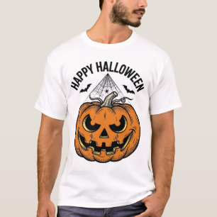 Happy Halloween Pumpkin Face Vintage Vector Design T-Shirt