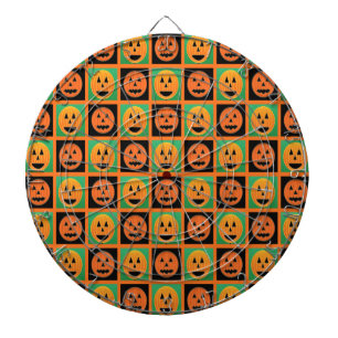 Happy Halloween pumpkin faces Dartboard With Darts