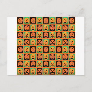 Happy Halloween pumpkin faces Postcard